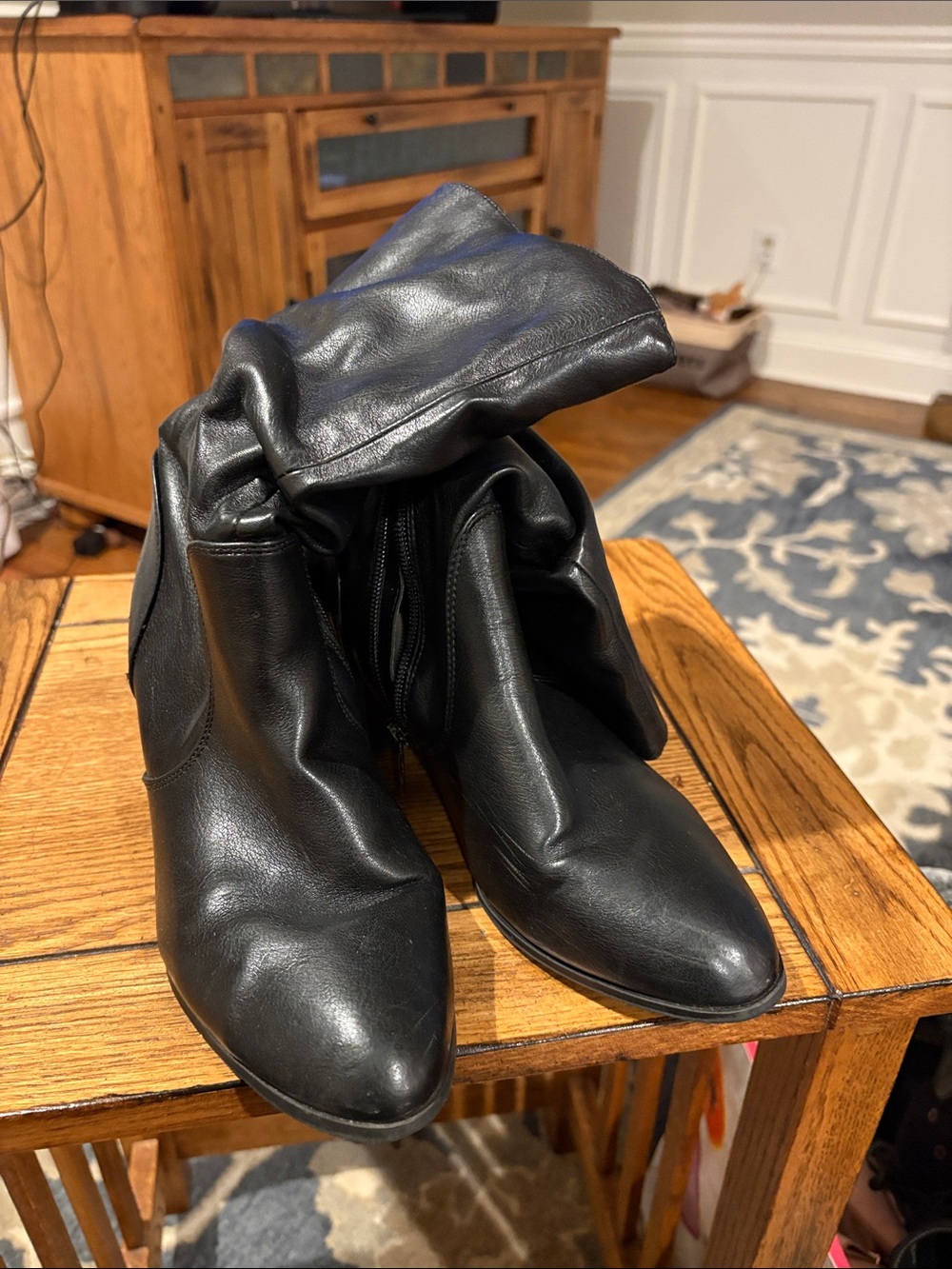 Black Man Made Material Slouch Ankle Boots